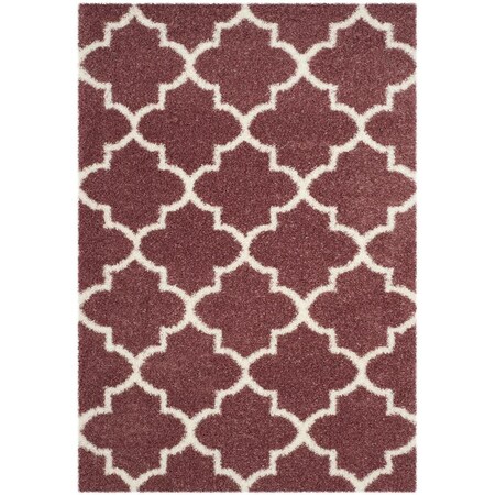 Safavieh Montreal Shag Power Loomed Medium Rectangle Area Rug; Rose & Ivory - 5 ft.-3 in. x 7 ft.-6 in. SGM832R-5